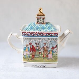 Vintage Windsor Rectangle Teapot - A Round Of Golf - Made In England by Sadler
